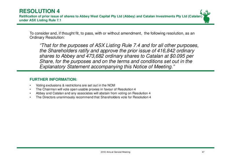 2016 Annual General Meeting – Elk Petroleum Limited – slide 46