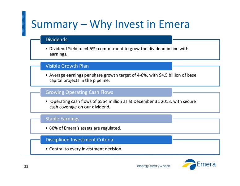 INVESTOR PRESENTATION – Emera – slide 20