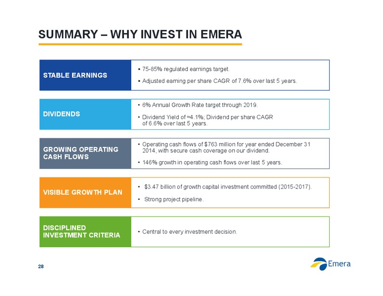 JULY 2015 INVESTOR PRESENTATION – Emera – slide 28