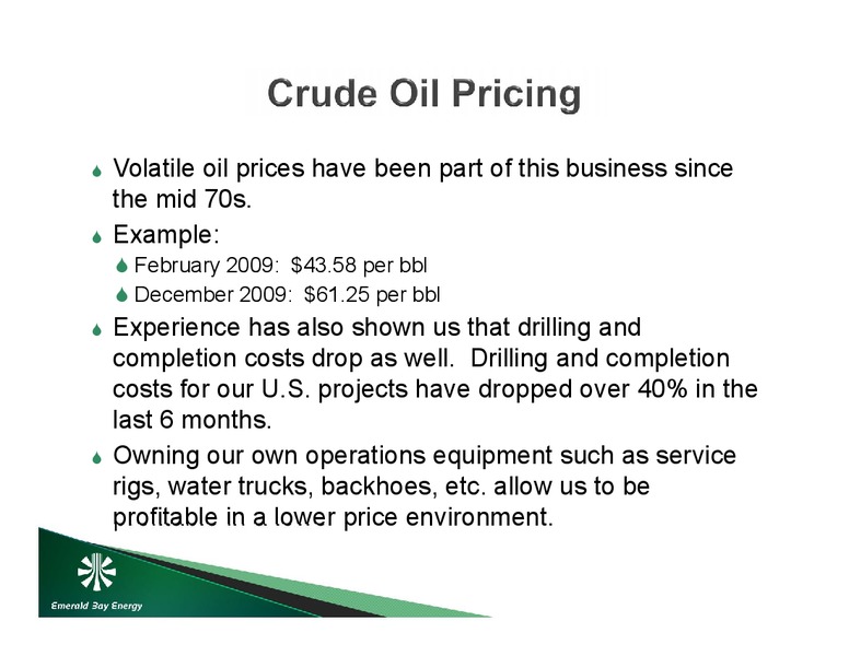 June 2015 Investor Presentation – Emerald Bay Energy Inc. – slide 8