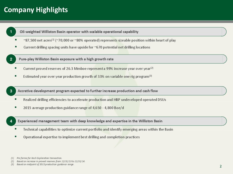 October 2015 Corporate Presentation – Emerald Oil Inc – slide 2