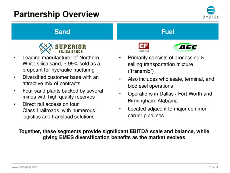 JUNE 2015 INVESTOR PRESENTATION – Emerge Energy Services Lp – slide 3