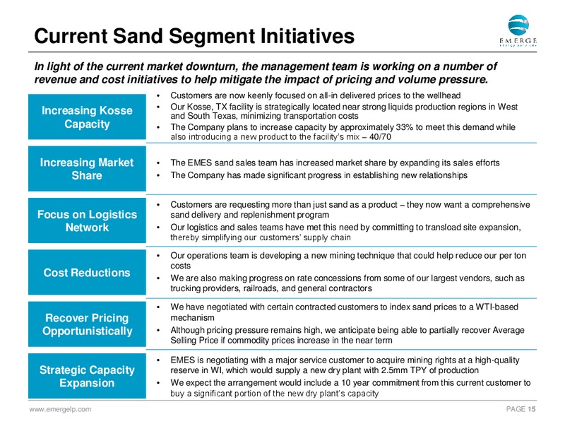 JUNE 2015 INVESTOR PRESENTATION – Emerge Energy Services Lp – slide 14