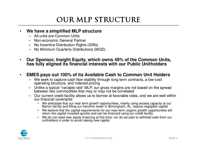 AUGUST 2013 INVESTOR PRESENTATION – Emerge Energy Services Lp – slide 3