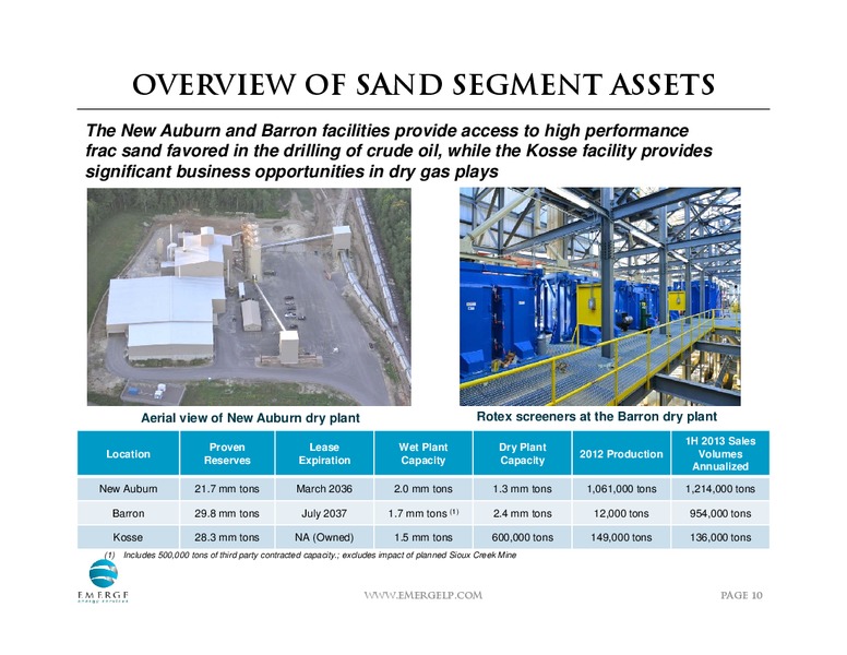 AUGUST 2013 INVESTOR PRESENTATION – Emerge Energy Services Lp – slide 9
