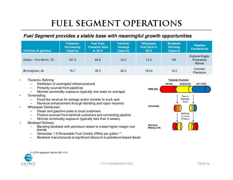 AUGUST 2013 INVESTOR PRESENTATION – Emerge Energy Services Lp – slide 15