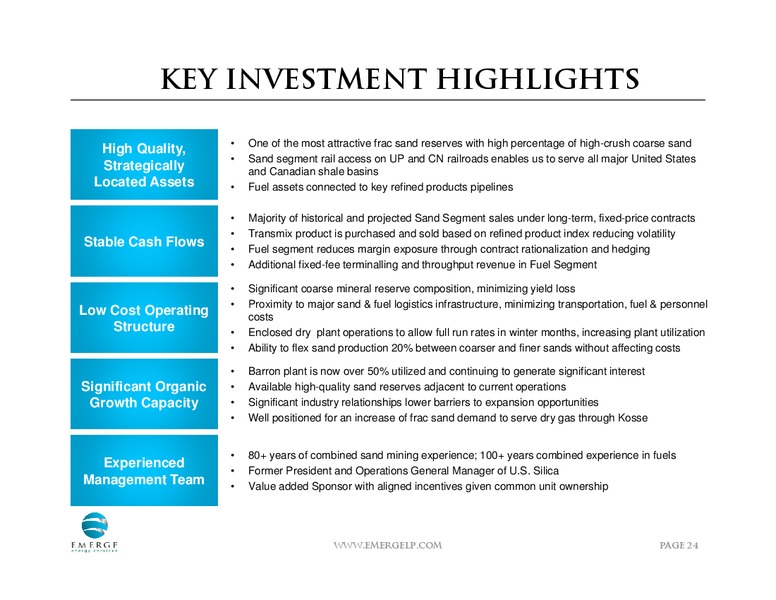 AUGUST 2013 INVESTOR PRESENTATION – Emerge Energy Services Lp – slide 22