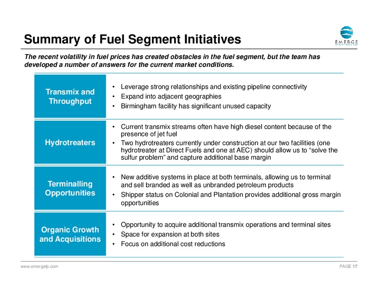 August 2015 Investor Presentation – Emerge Energy Services Lp – slide 16