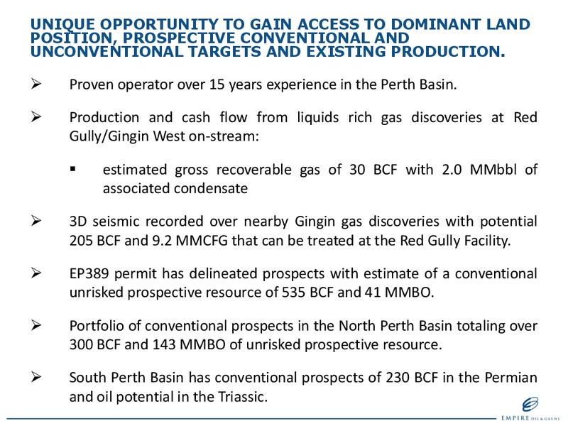 RIU GOOD OIL CONFERENCE – Empire Oil and Gas – slide 11