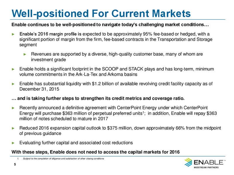 Q4 2015 Conference Call – Enable Midstream Partners Lp – slide 3