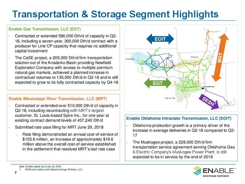 2Q 2018 Conference Call – Enable Midstream Partners Lp – slide 5