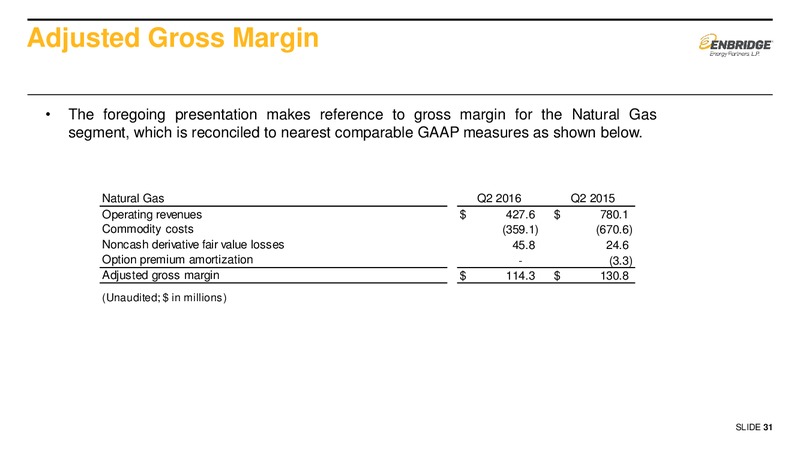 Q2 2016 Earnings Presentation – Enbridge Energy Partners Lp – slide 30