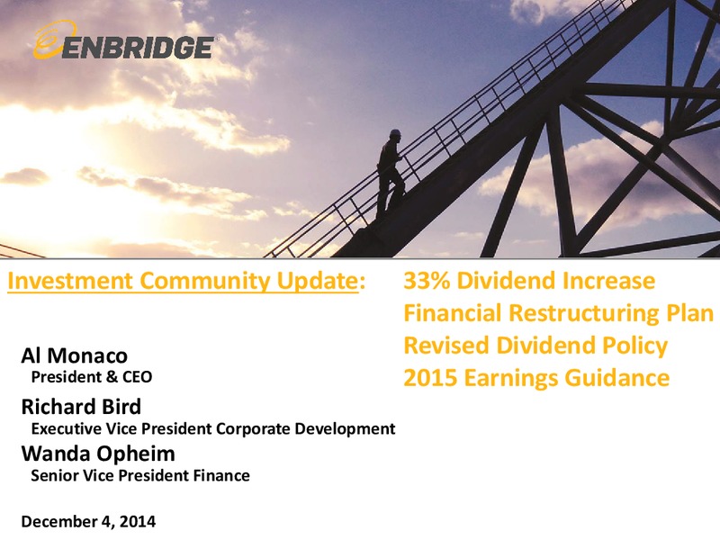 2015 EARNINGS GUIDANCE – Enbridge Inc. – slide 1