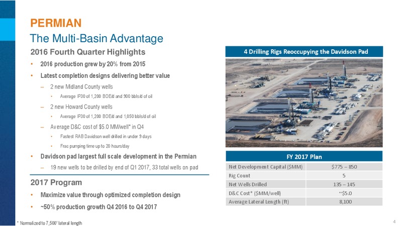Q4 and Year End 2016 Results – Encana Corp – slide 4
