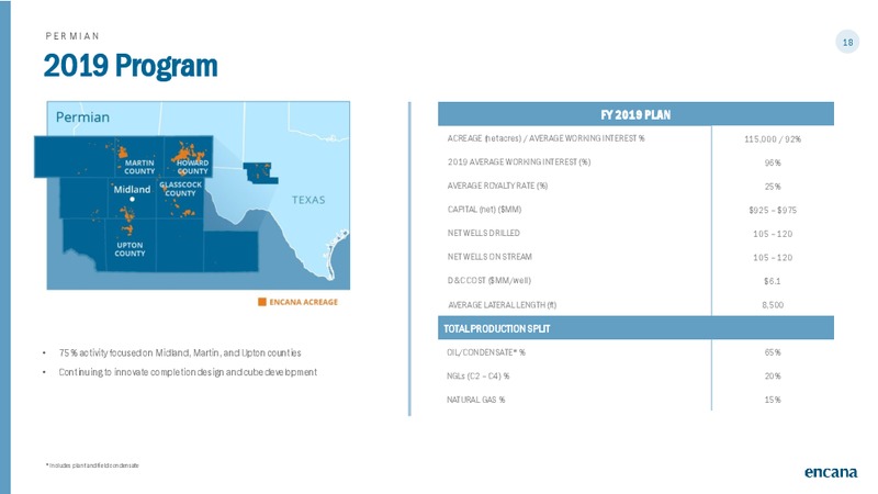 March 2019 Corporate Presentation – Encana Corp – slide 18