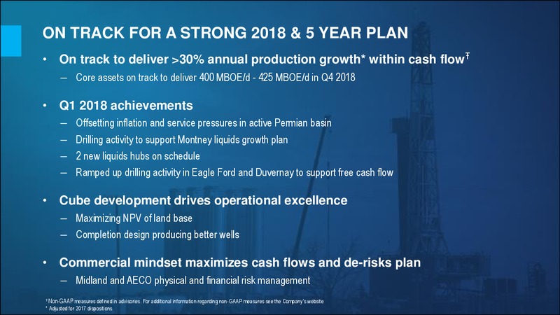 1Q 2018 Earnings Results – Encana Corp – slide 2