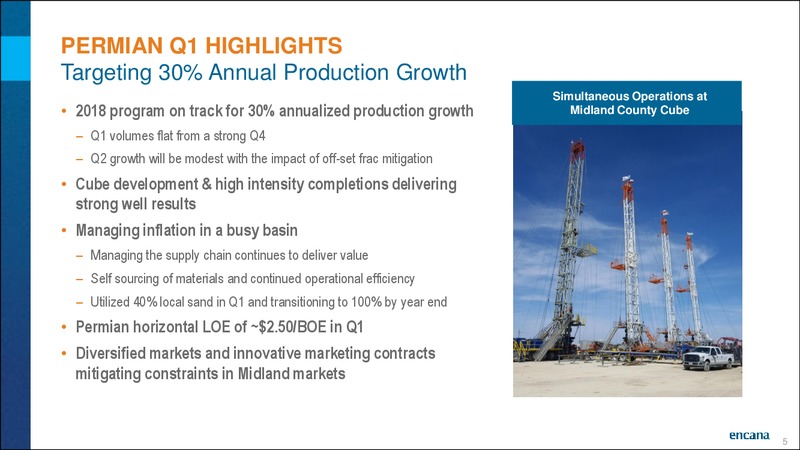 1Q 2018 Earnings Results – Encana Corp – slide 5