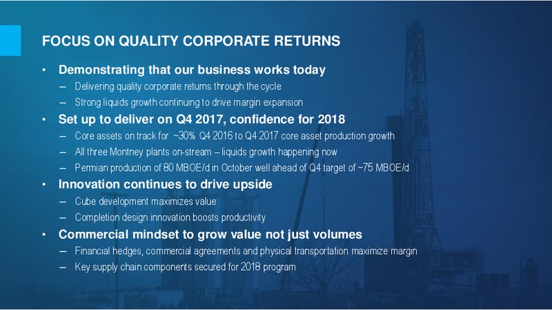 3Q 2017 Results Conference Call – Encana Corp – slide 2