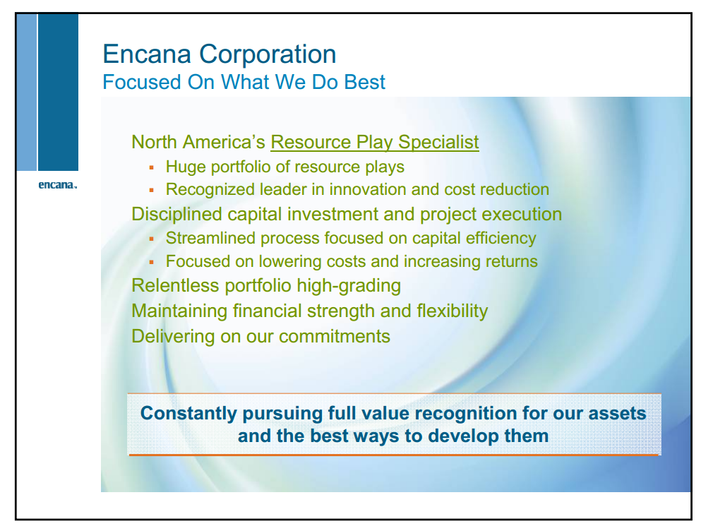 February 2012 Investor Presentation – Encana Corp – slide 2