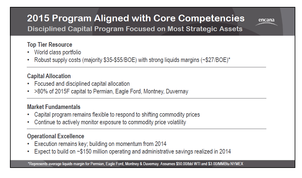 April 2015 Investor Presentation – Encana Corp – slide 12