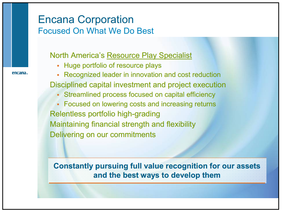 June 2012 Investor Presentation – Encana Corp – slide 2