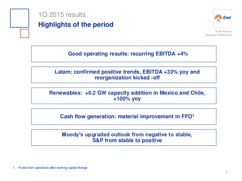 Q1 2015 Earnings Call – Enel – slide 2