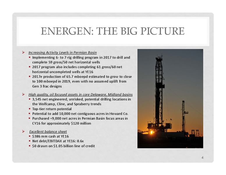 4Q 2016 Quarterly Earnings   Permian Basin Growth – Energen Corp. – slide 2