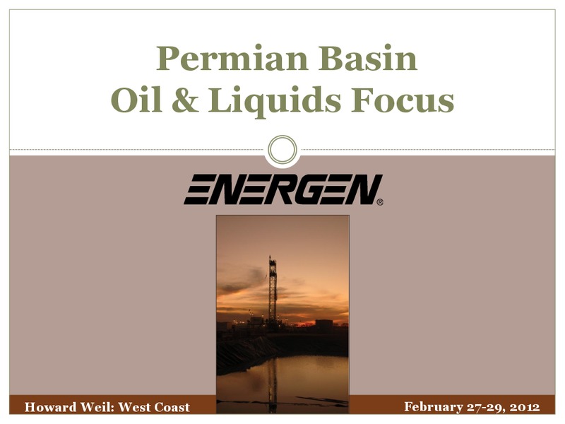 Investor Presentation – Energen Corp. – slide 1