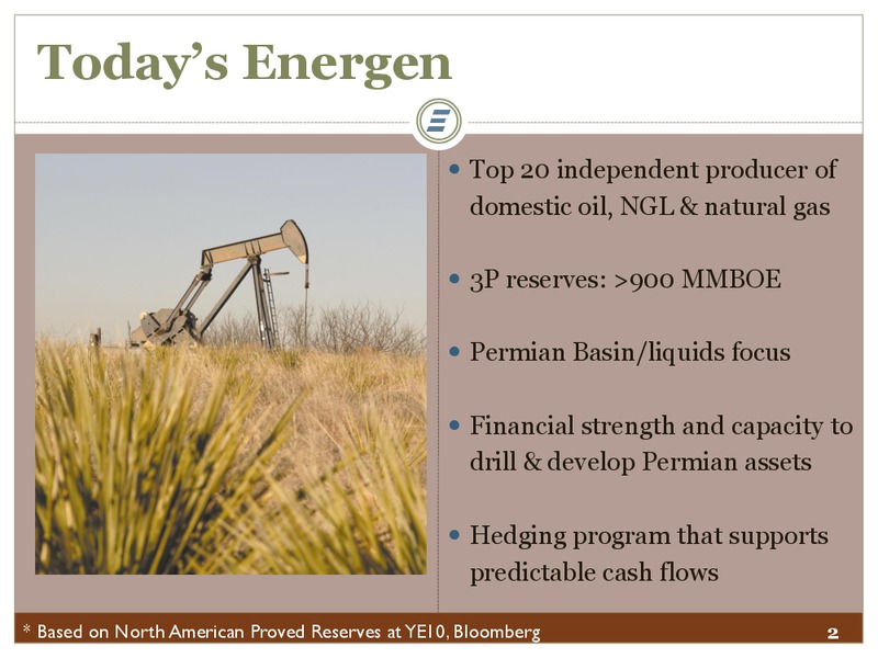 Investor Presentation – Energen Corp. – slide 2