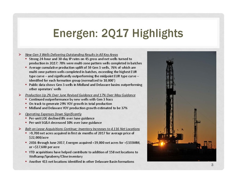 2Q 2017 Earnings Update – Energen Corp. – slide 2