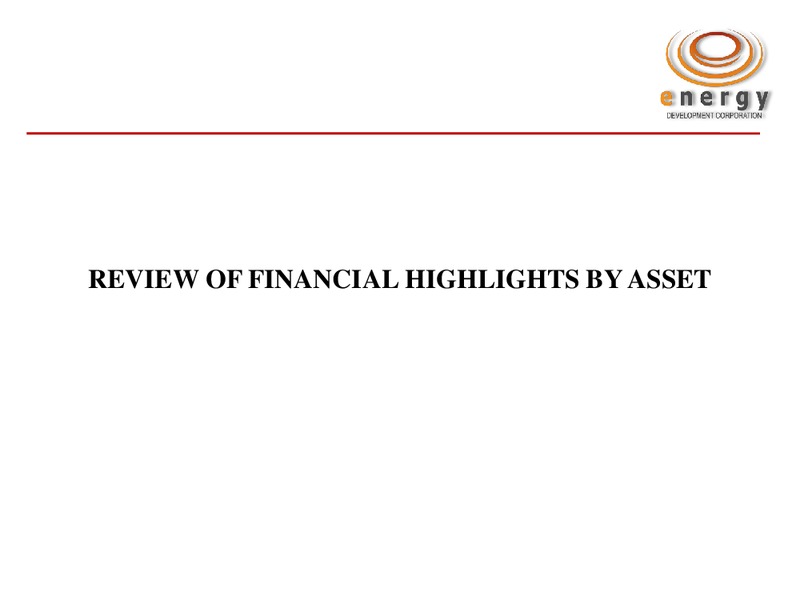 Q3 2014 RESULTS – Energy Development Corp. – slide 12