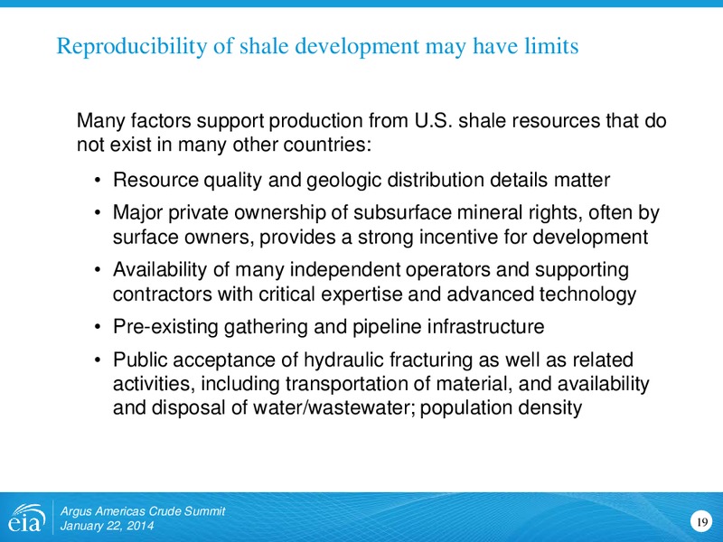 Argus Americas Crude Summit – EIA – slide 19