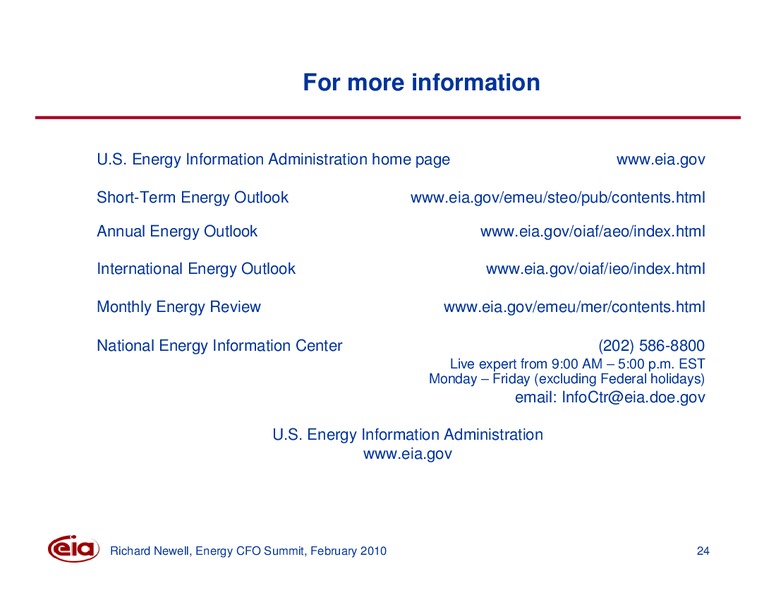 Energy CFO Summit – EIA – slide 24