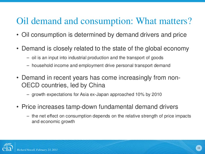 Energy and Financial Markets Overview Crude Oil Price Formation – EIA – slide 11