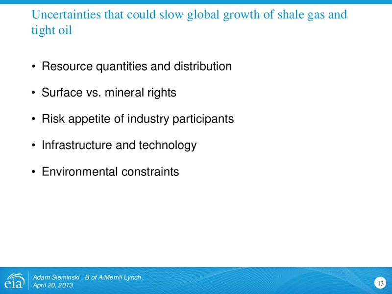 BAML Global Emerging Markets Spring Investor Conference – EIA – slide 13