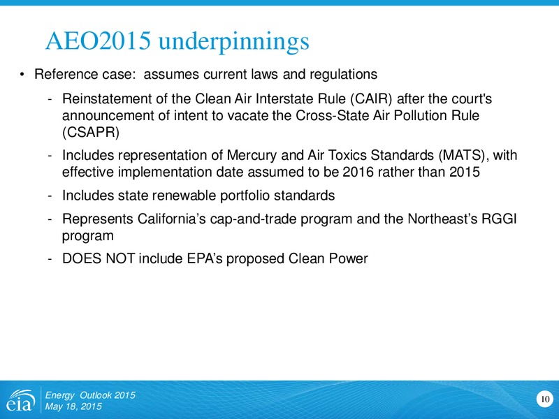 Energy Outlook 2015: Focus on the Electricity Supply Mix – EIA – slide 10