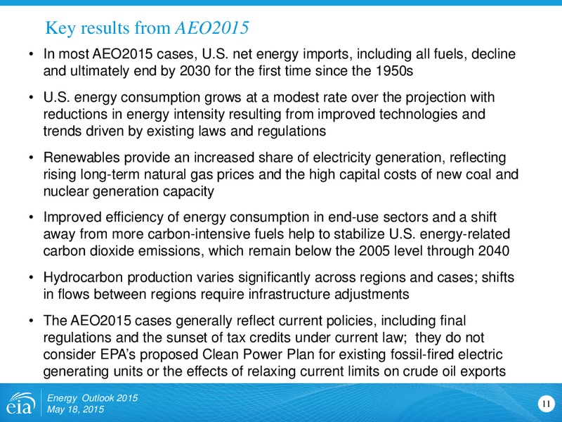 Energy Outlook 2015: Focus on the Electricity Supply Mix – EIA – slide 11