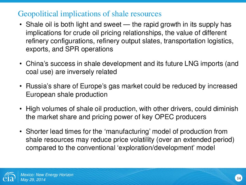 May 2014 Investor Presentation – EIA – slide 14