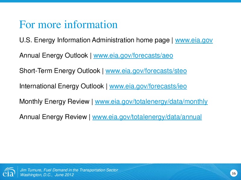 Annual Energy Outlook – EIA – slide 16