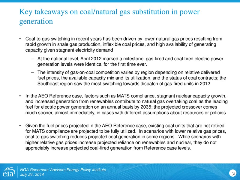 July 2014 Investor Presentation – EIA – slide 31