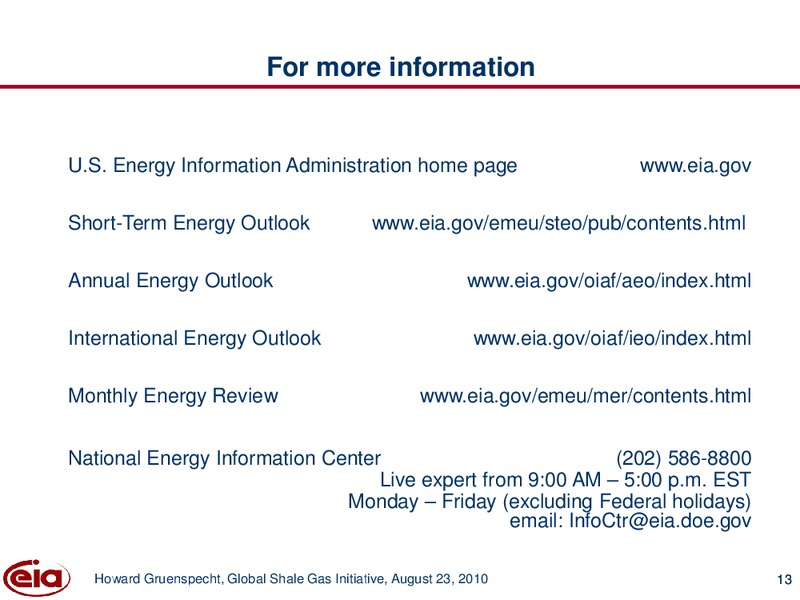 Global Shale Gas Initiative Conference – EIA – slide 13