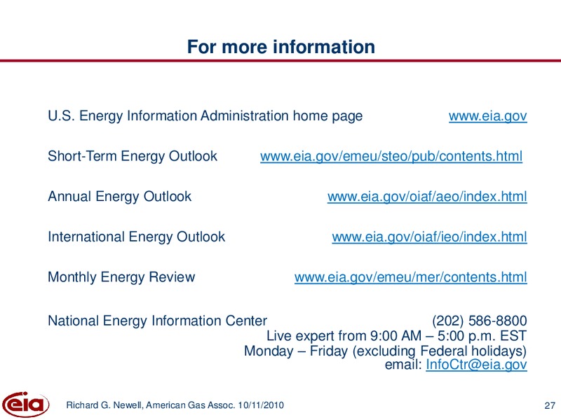 American Gas Association Executive Conference – EIA – slide 27