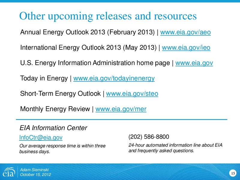 Outlook for Energy Markets – EIA – slide 15