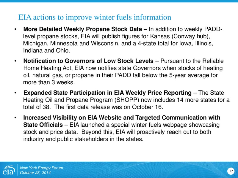 New York Energy Forum – EIA – slide 12