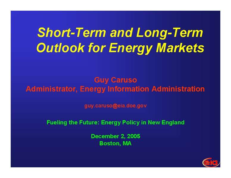 Fueling the Future Energy Policy in New England – EIA – slide 1