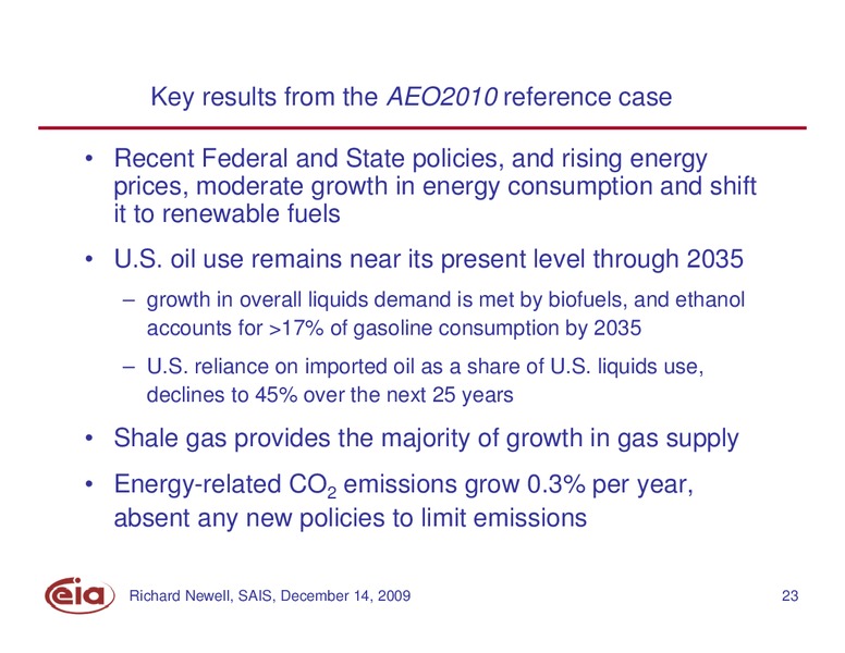 Annual Energy Outlook 2010 – EIA – slide 23