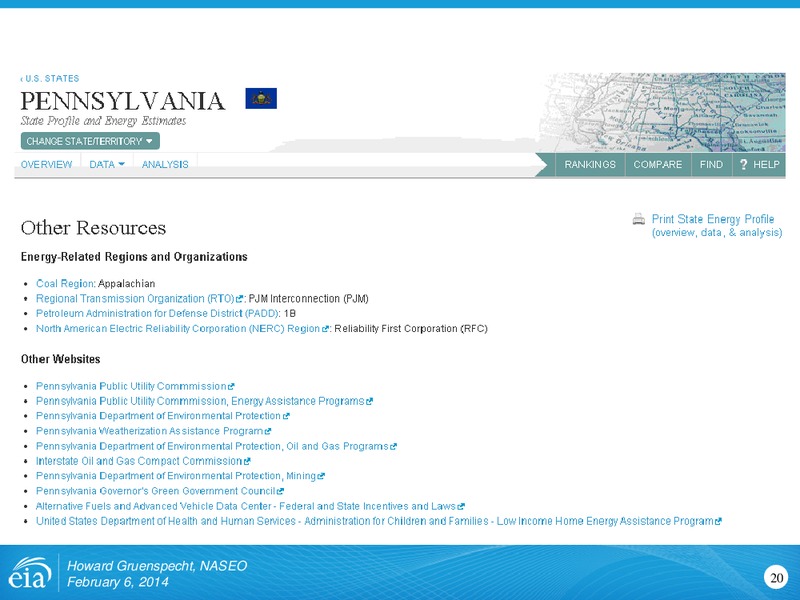 EIA and NASEO Many Shared Interests – EIA – slide 20
