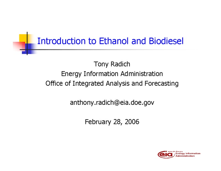 Introduction to Ethanol and Biodiesel – EIA – slide 1