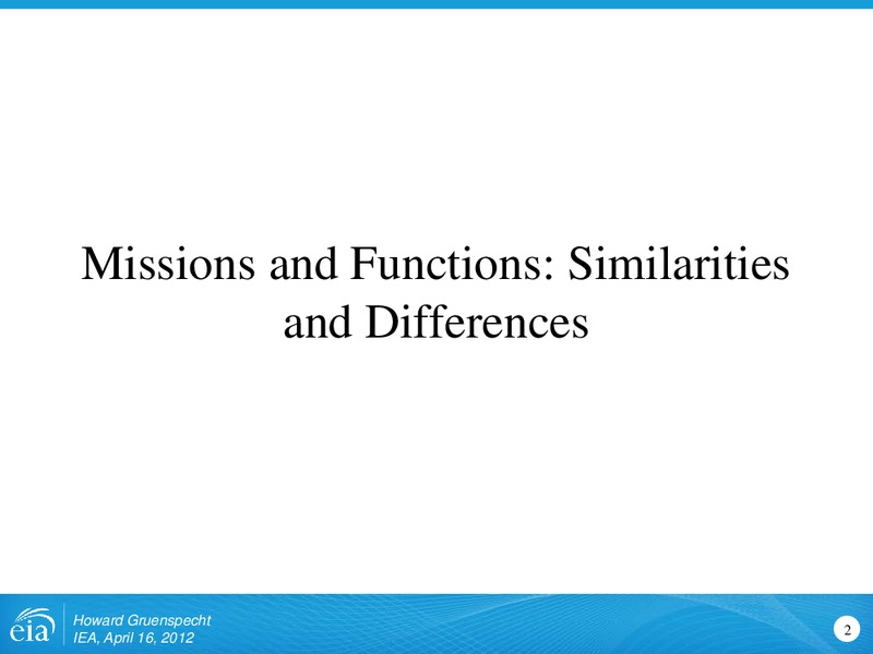Similarities and Differences in Projections and Approaches to Energy Modeling for International Energy Agency – EIA – slide 2