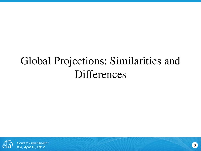 Similarities and Differences in Projections and Approaches to Energy Modeling for International Energy Agency – EIA – slide 3